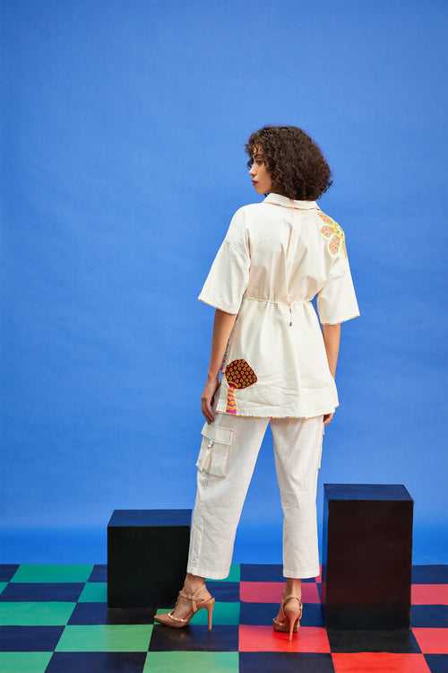 Kataan Ivory Embroidered Shirt