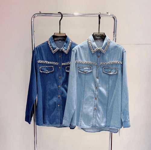 Denim Rhinestone Shirt