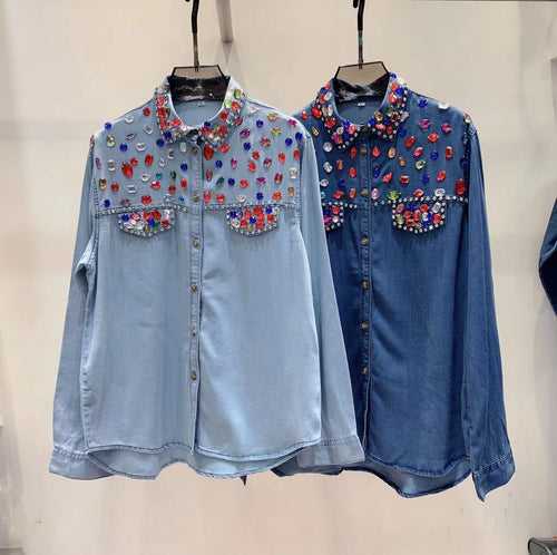 Denim Rhinestone Shirt