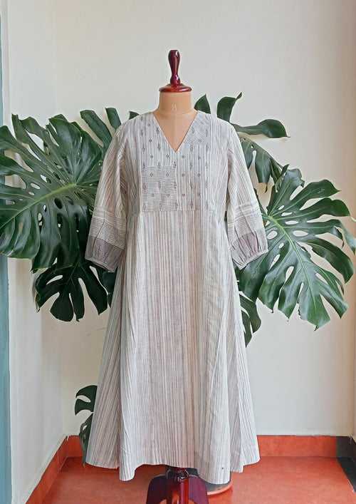 Fossil Grey and Ivory Striped Kurta