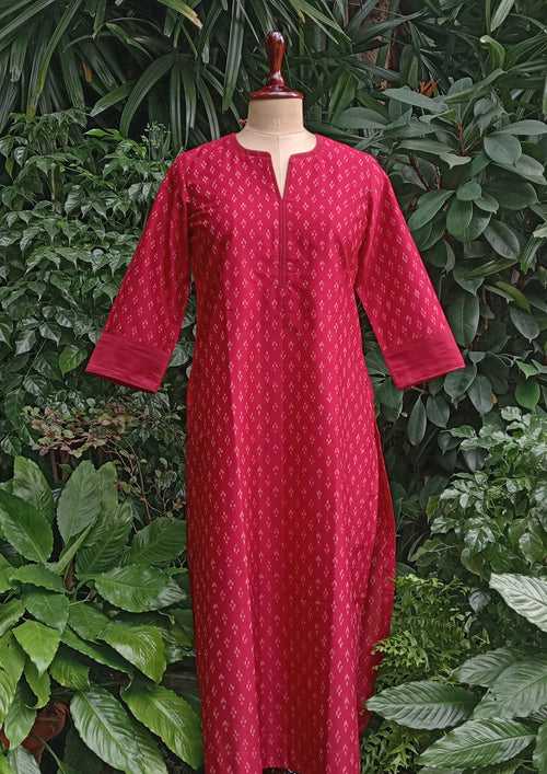 Cherry Red Ikat Kurta