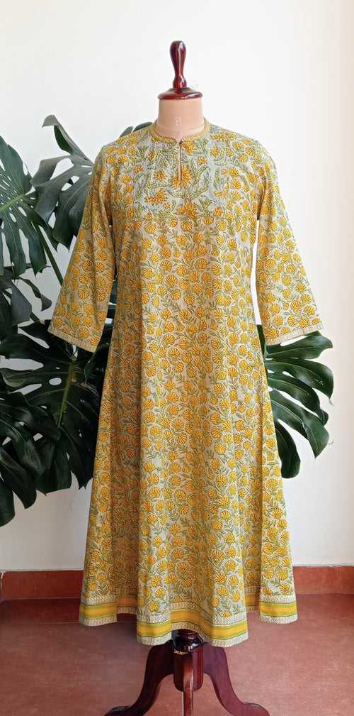 Sage Green Block Printed Kurta