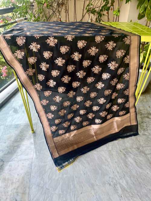 Black silk dupatta