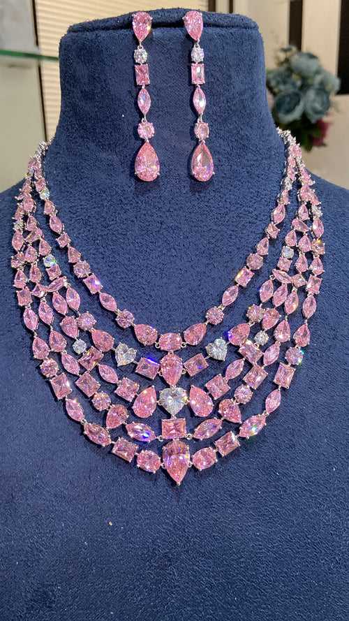 Royal Pink Stone necklace set