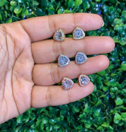 » Small trillion halo screwback earrings (100% off)
