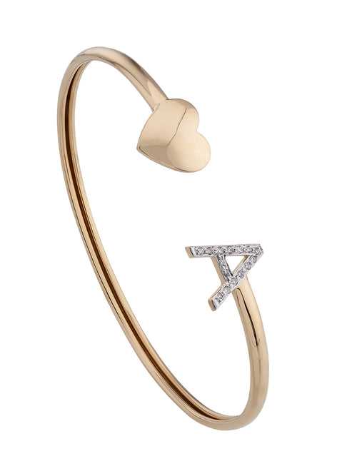 Gold Heart & Initial Cuff