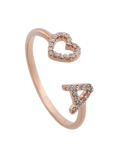 Heart & Initial Diamond Ring