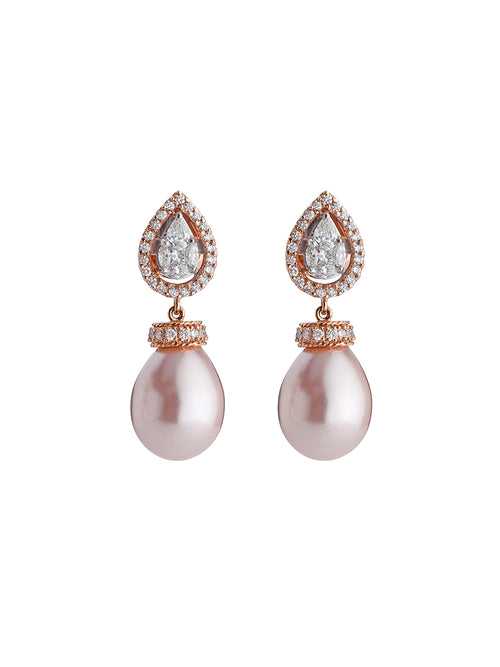 Rosy Pearl Diamond Earrings