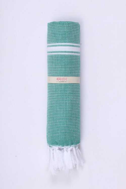 Pine Green Ultra Soft Bath Towel with White Striped
