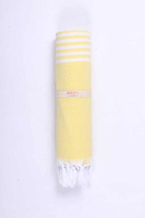 Yellow Ultra Soft Bath Towel with White Stripes