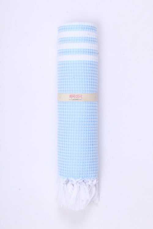 Sky Blue Ultra Soft Bath Towel with White Stripes