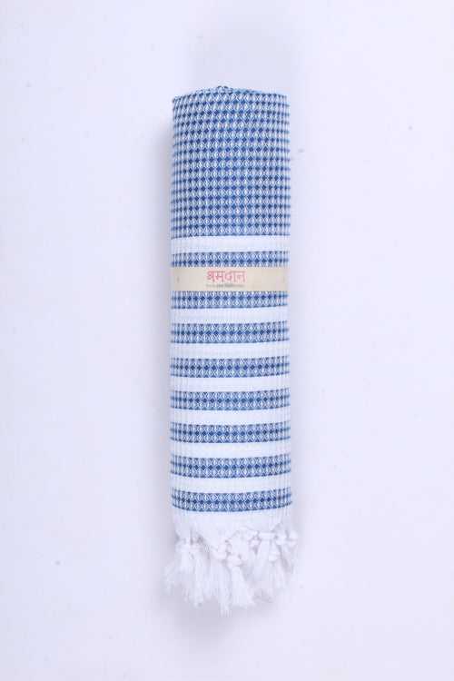 Blue Ultra Soft Bath Towel With White Stripes