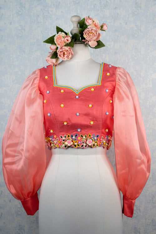 Baby pink handwork blouse