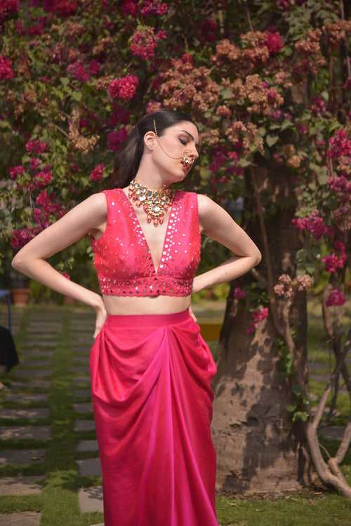 Rani Pink Dhoti Set