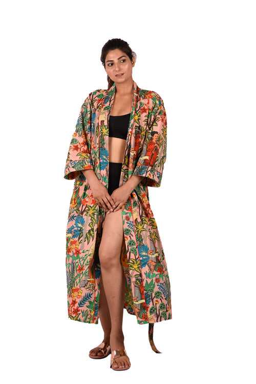 Premium Pink Frida Kahlo Cotton Kimono