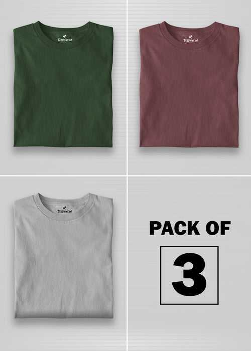 Solid Half Sleeve T-Shirt Women Combo - Pack of 3