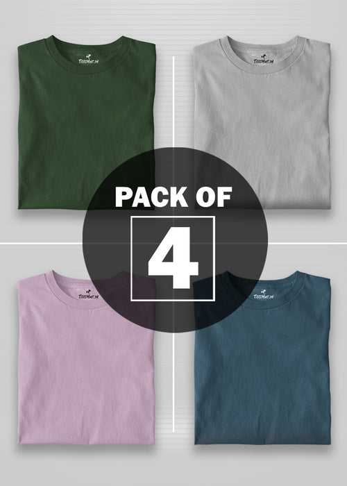 Solid Half Sleeve T-Shirt Women Combo - Pack of 4