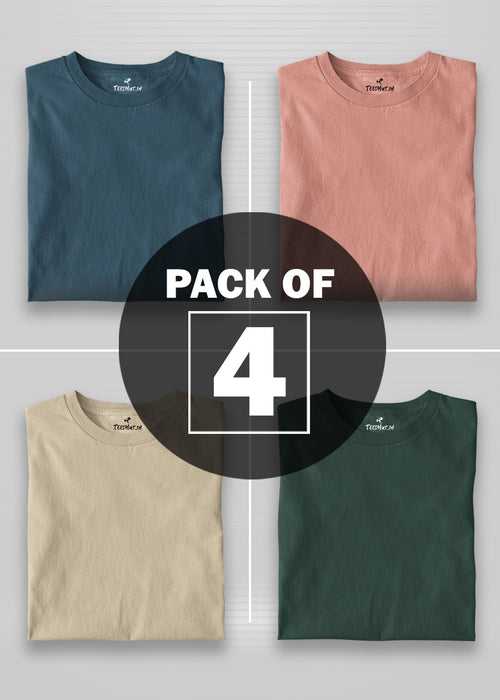 Solid Half Sleeve T-Shirt Men Combo - Pack of 4