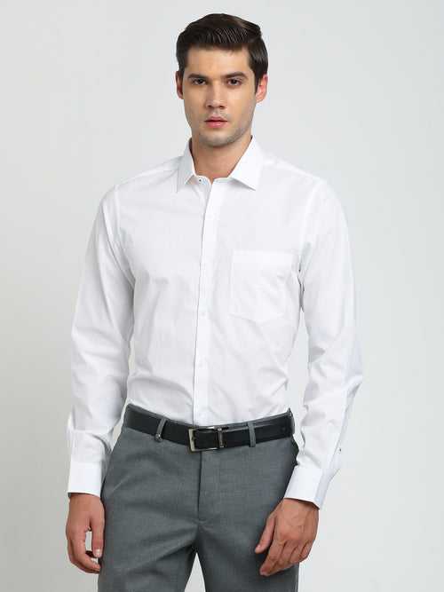 100% Cotton White Plain Slim Fit Full Sleeve Formal Shirt