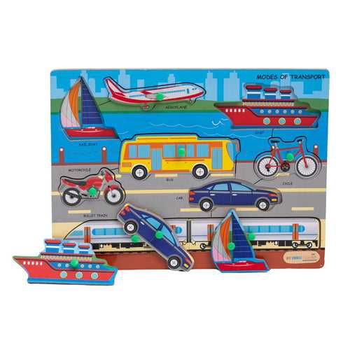 Wooden Vehicles Peg Puzzle with knobs