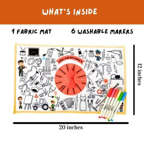 I Spy & I Colour - Fabric Coloring Mat (Professions)
