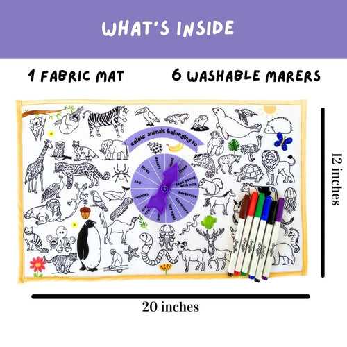 I Spy & I Colour - Fabric Coloring Mat (Wild Animals)