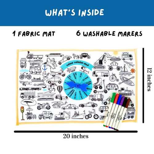 I Spy & I Colour Transport- Fabric Coloring Mat