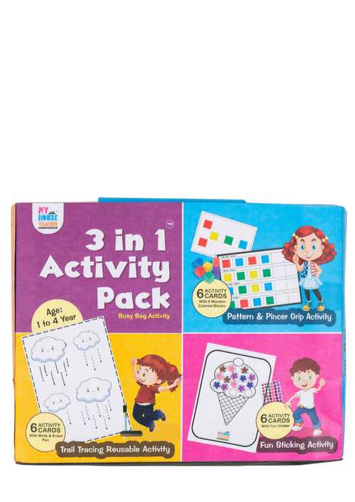 3 in 1 Activity Set 1 For Toddlers - Sticking, Tracing , Colours and Sequencing Skills