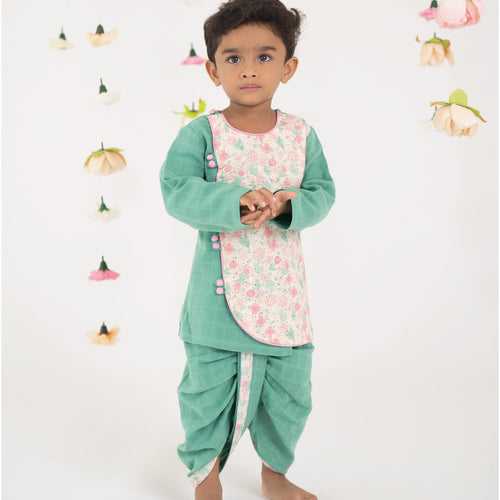 Gulabi - Full Sleeve Button Type Kurta and Dhoti for kids