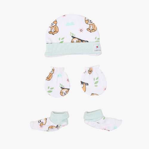 Sloth Baby - Cap, Mittens & Booties