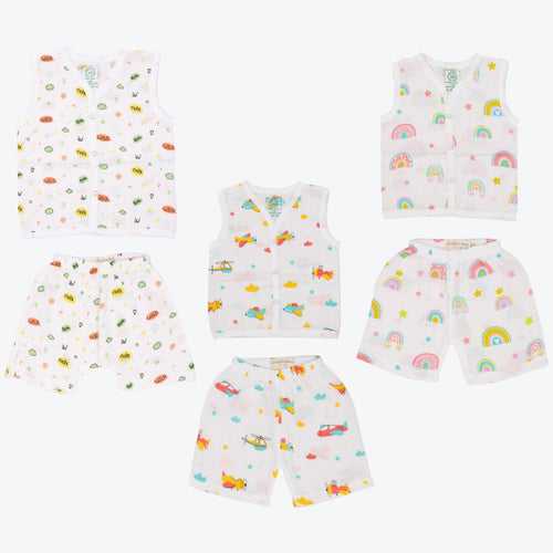 Muslin Jabla and Shorts for Babies and Toddlers (Pack of 3) - Rainbow Roar