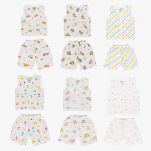 Muslin Jabla and Shorts for Babies and Toddlers (Pack of 6) - Enchanting Skyscape