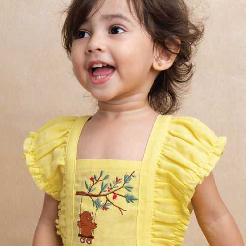 Swinging Bear - Muslin frock for girls