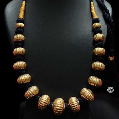 Gold plated Wax Carved Necklace (oversized beads)