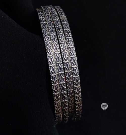 925 Silver Leaf Bangle Set (Size 2.8)