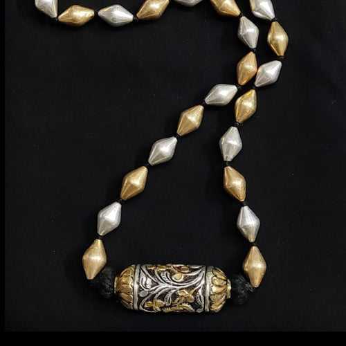 Dual tone Dholki Chitai Bead Necklace