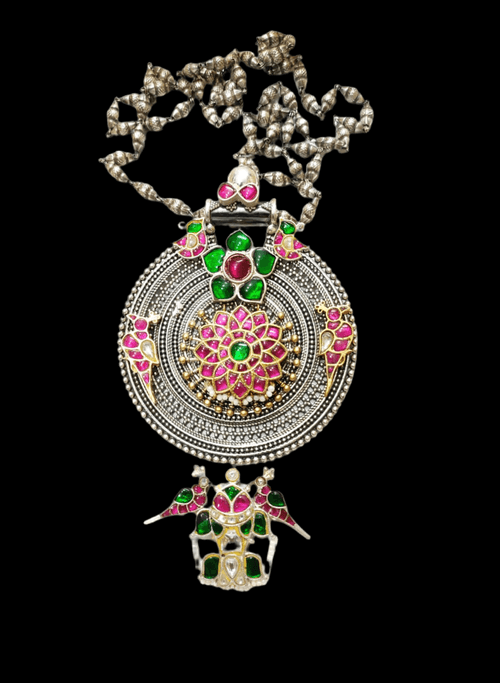 Silver Kundan Fusion Necklace