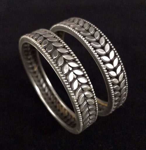 925 Silver Leaf Kada (Pair)