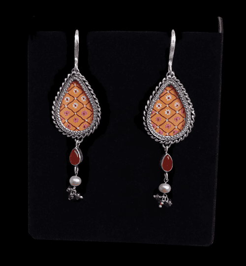 Orange Hand painted Earrings