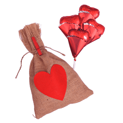 Chocolate Combo in Heart Themed Jute Bag
