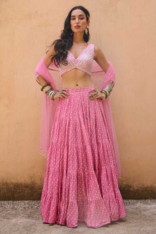 Pale Pink Bandhani Set