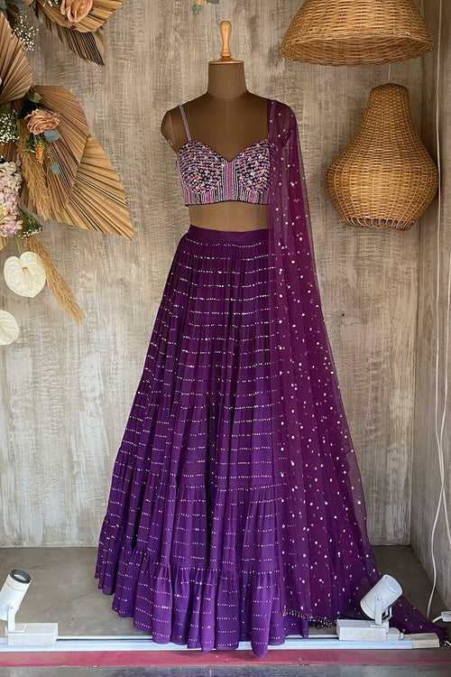 PURPLE FRILL SKIRT SET