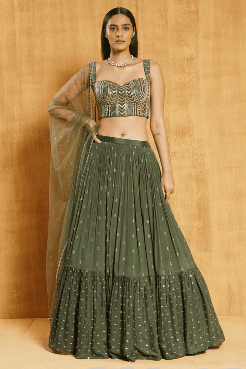 Green Shelby Lehenga