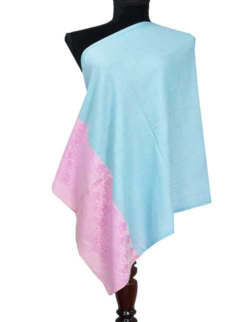 skyblue and pink wool stole 0207
