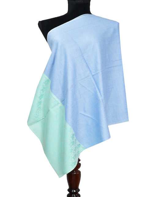 blue and skyblue wool stole 0208