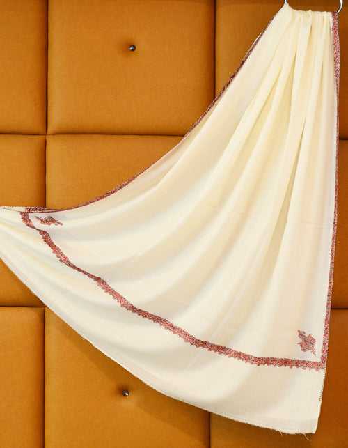 pure white men embroidery wool shawl 0288