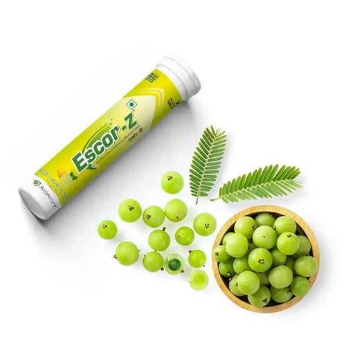 Escor-Z Effervescent Tablets| Natural Vitamin C| Lime And Lemon Flavour 20 Tablets