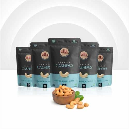 Ella Foods Salted Cashew | Mini Pack of 5 |30 gm each| Low Sodium | Heart Healthy