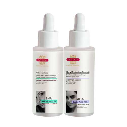 AHA BHA Skin Clarifying Rasa Combo | AHA Lactic Acid 10% + Hyaluronic Acid  + BHA Salicylic Acid 2%