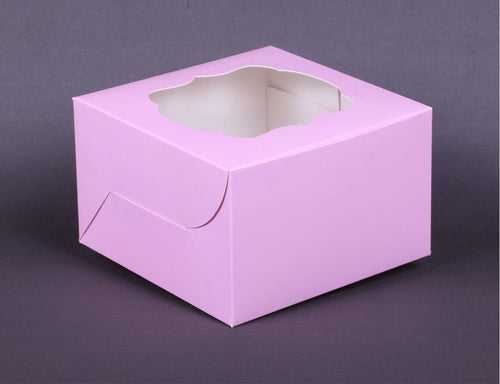 4 Cupcake Box Pink (6" X 6" X 3.75")